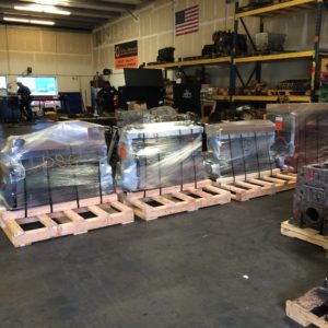 4 Diesel Engines Wrapped and Ready for Shipment